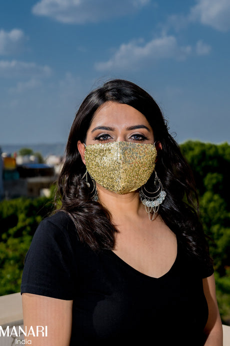 gold sequin face mask