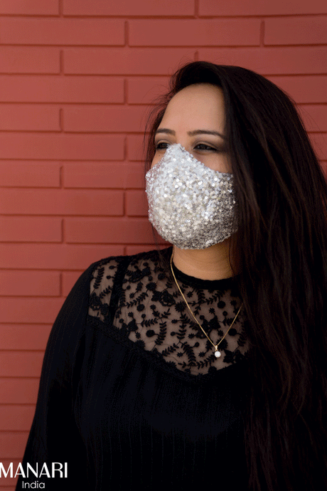 silver sequin mask for women