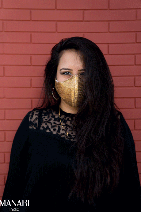 metallic gold sequin mask