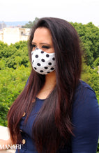 Load image into Gallery viewer, white with black polka dots mask for women
