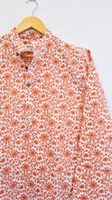 Load image into Gallery viewer, Peach Floral Slim Fit Block Print Kurta
