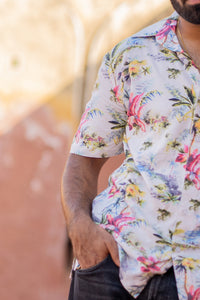 White Tropical Print Shirt