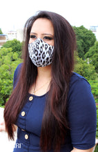 Load image into Gallery viewer, monochrome leopard mask for women side view
