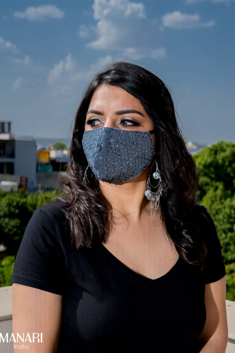 grey sequin mask