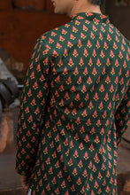 Load image into Gallery viewer, Bottle Green Slim Fit Block Print Kurta
