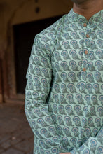 Load image into Gallery viewer, Aqua Slim Fit Block Print Kurta
