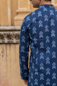 Indigo Slim Fit Block Print Kurta