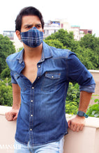 Load image into Gallery viewer, &quot;Clergy Blue Tartan&quot; Men&#39;s Mask
