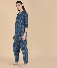 Load image into Gallery viewer, Navy Printed 3 Piece Night Suit
