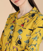 Load image into Gallery viewer, Yellow Doodle 3 Piece Night Suit
