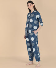 Load image into Gallery viewer, Navy Spot 3 Piece Night Suit
