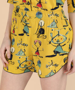 Yellow Doodle 3 Piece Night Suit