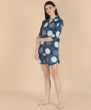 Load image into Gallery viewer, Navy Spot 3 Piece Night Suit
